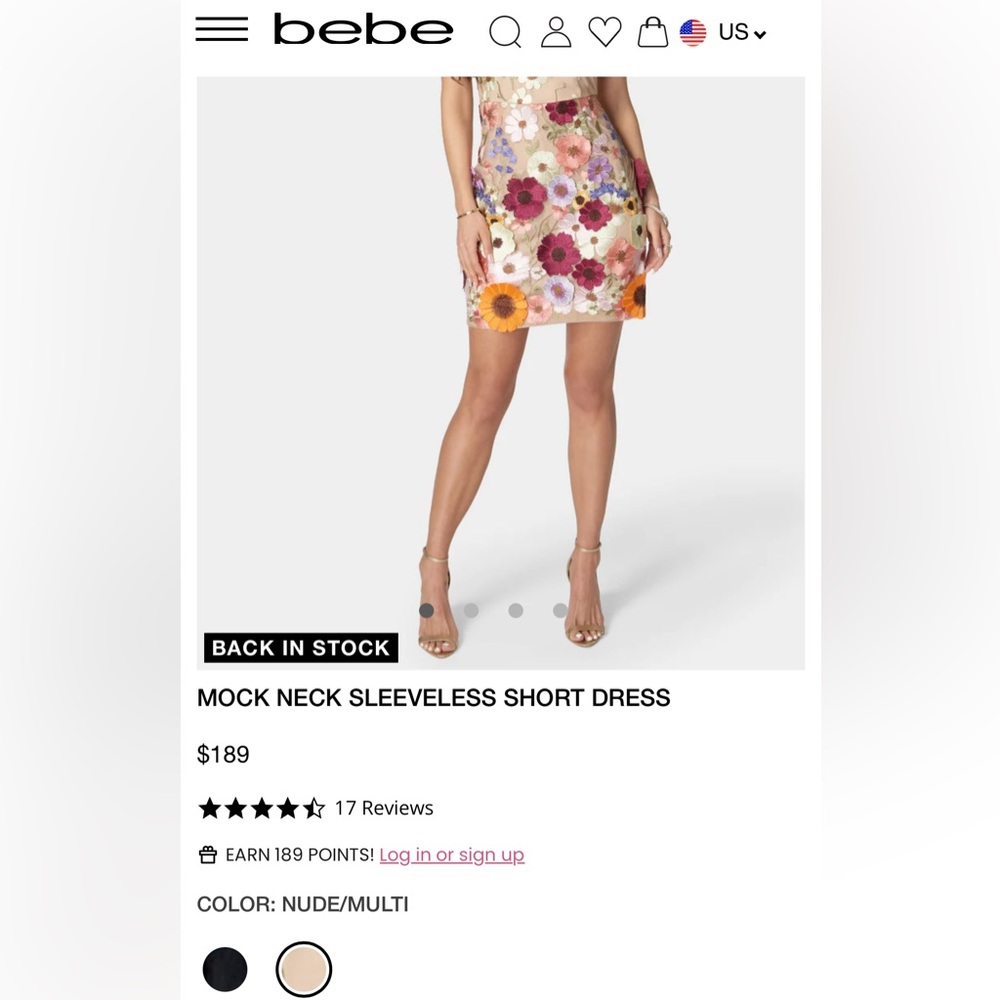 NWT Bebe NWT MOCK NECK SLEEVELESS SHORT DRESS Floral Embroidered Halter Dress